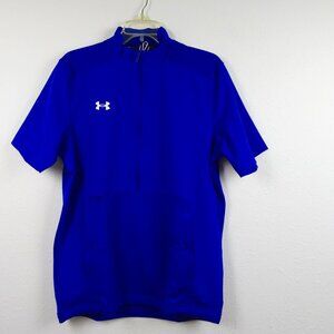 Under Armour UA Motivate 2.0 Cage Jacket Men’s Size M Blue 1/2 Zip Water Repel